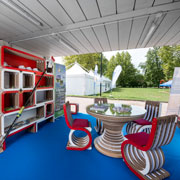 Ecodesign Collection Lessmore di Giorgio Caporaso all'Info point dei Mondiali di Canottaggio