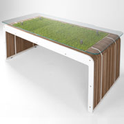 More Plus Desk - cardboard desk with moss by Giorgio Caporaso for Lessmore
