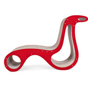 La chaise longue X2Chair in cartone riciclabile con finiture in tessuto Ecoalf è un esempio di economia circolare| Design: Giorgio Caporaso per Lessmore
